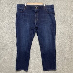 Lee Straight Taper Jeans Men 44x30 Blue Denim Med Wash Stretch Waist Band